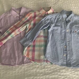Crewcuts, The Gap, GymboreeSet of 3 Button Down Shirts Size 5T lilac, blue, plat